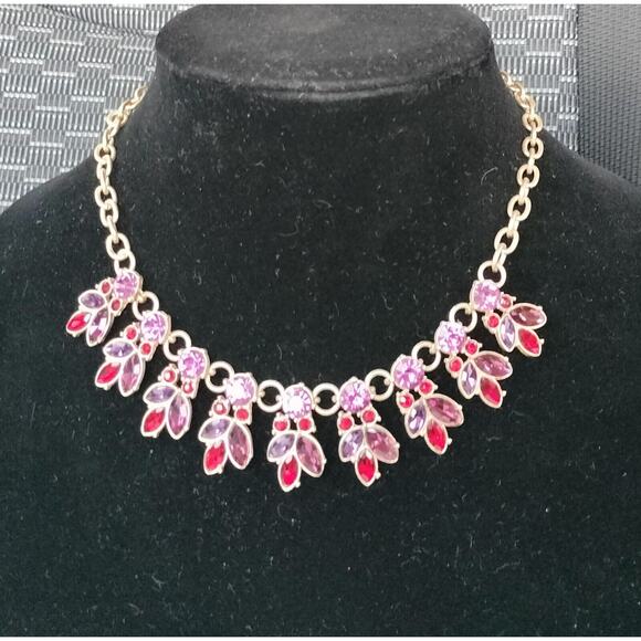 Saffora Designs Statement Necklace Pierced Earring Set Jewels Jewelry Faux Ruby - Picture 3 of 12